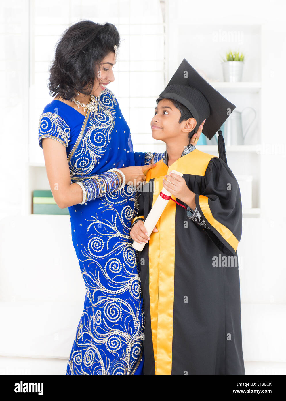 Kindergarten graduation. Asian family, Indian mother and son on kinder  graduate day Stock Photo - Alamy