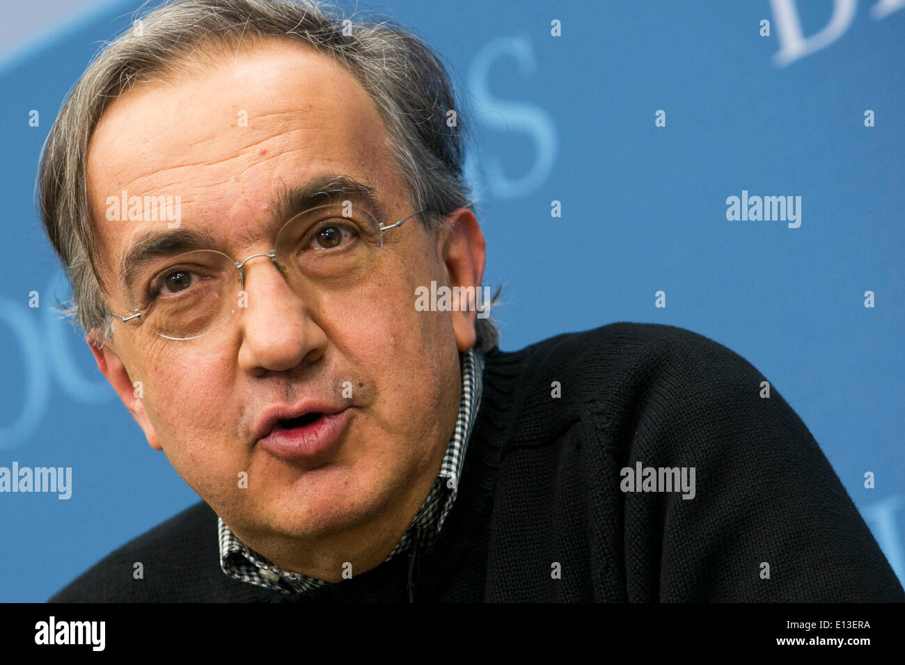 Washington DC, USA. 21st May 2014. Sergio Marchionne, CEO of Fiat S.p.A and the Chrysler Group, participates in a discussion on the auto industry at the Brookings Institution in Washington, D.C. on May 21, 2014. Credit:  Kristoffer Tripplaar/Alamy Live News Stock Photo