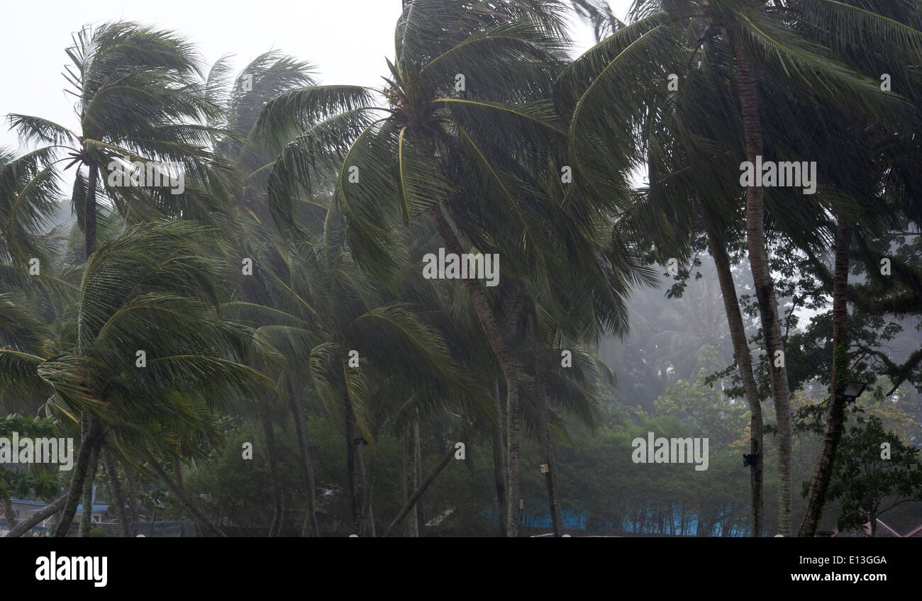 Monsoon rain on Batu Feringgi Beach, Penang Island, Malaysia, South ...
