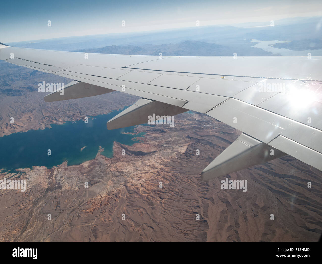 Aerial view of mountain range viewed from airplane, Alberta's Ro Stock Photo