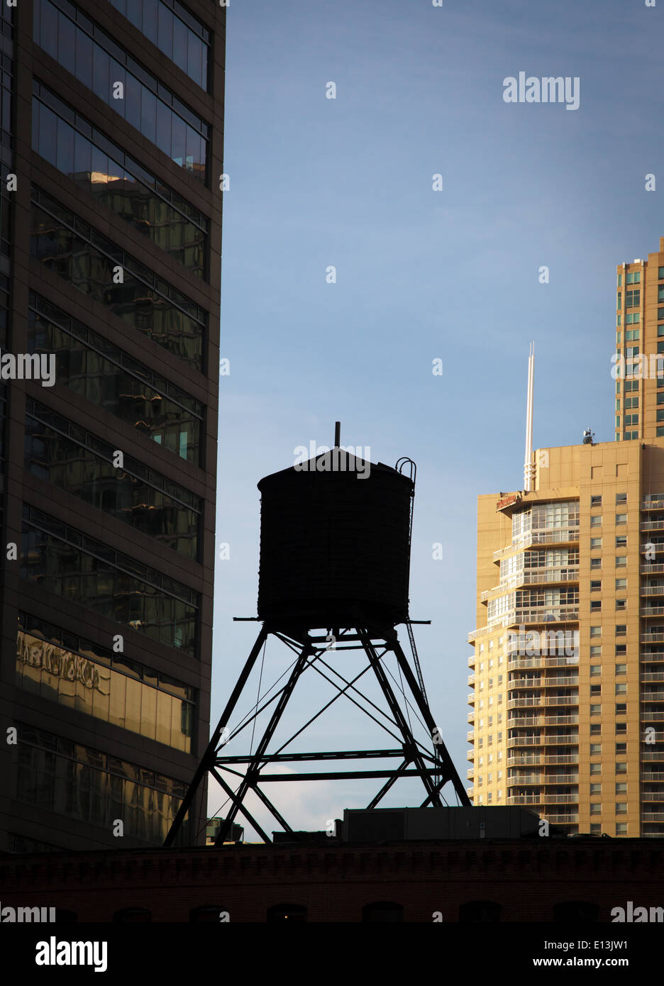 Water tank on top of a building, Chicago, Cook County, Illinois, Stock Photo