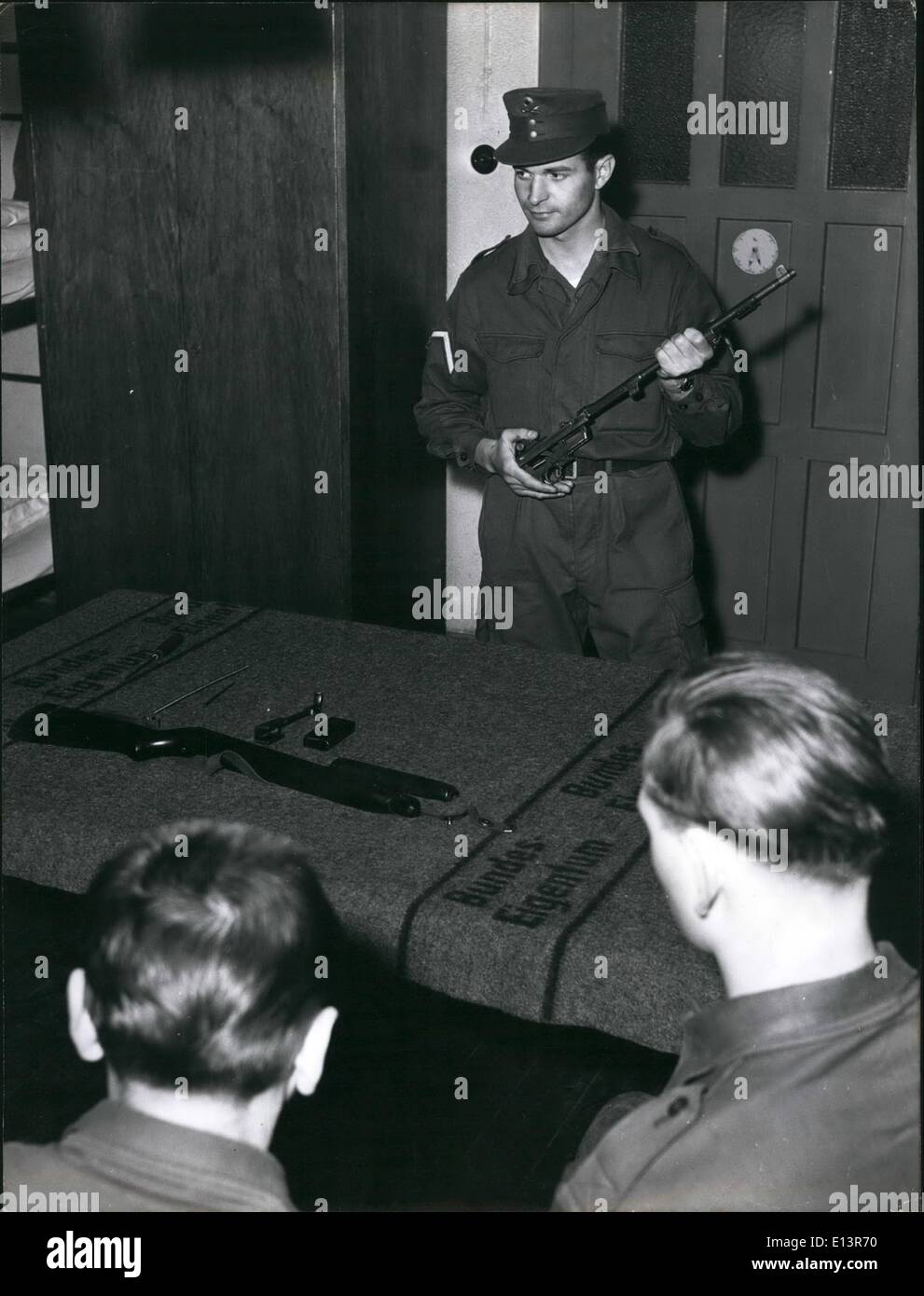 Mar. 22, 2012 - Germany's first post war draftees: Gun-practice with an American rifle. Stock Photo