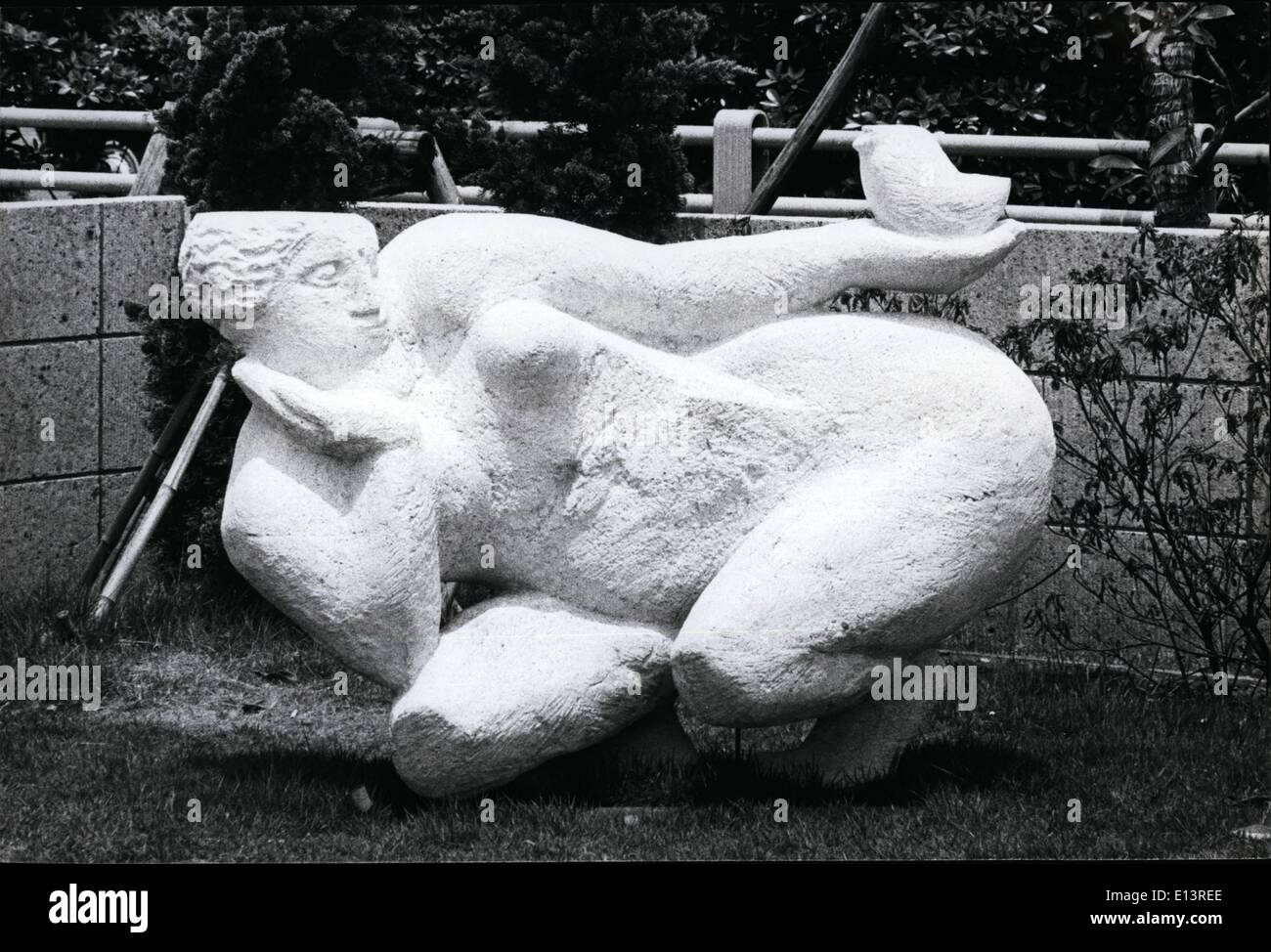 Mar. 27, 2012 - Concrete Art; Japanese sculptors are exhibiting their work created from blocks of white cementin hibiys Park, in the heart of Tokyo this week. Photo Shows Statues of concrete by Japanese Sculptors on public view in the park. Stock Photo