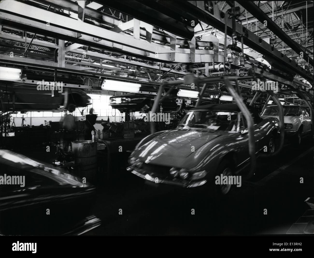Mar. 27, 2012 - Fiat car plant, Rivalta, Turin province; Final stage assembly line Fiat Dino Spider. Stock Photo