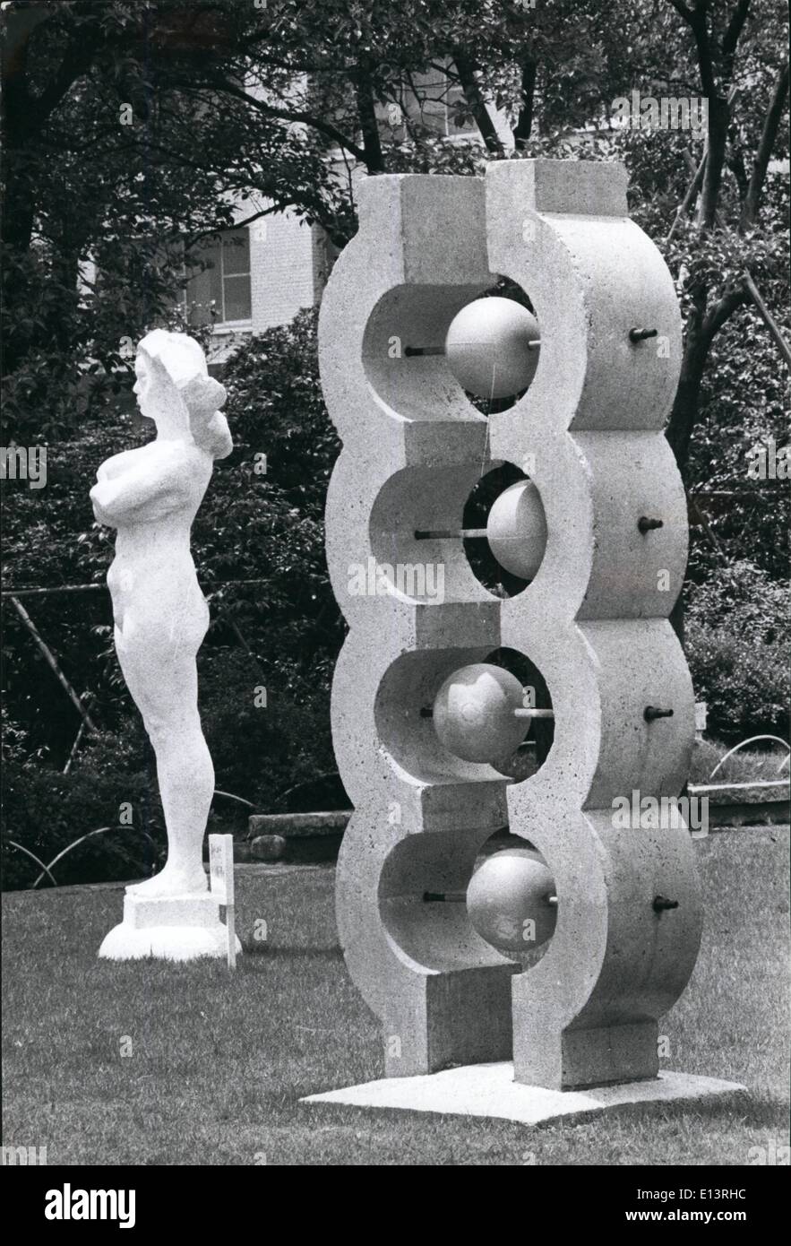 Mar. 27, 2012 - Concrete Art.: Japanese Sculptors are exhibiting their work created from blocks of white cementin Hibiya Park, in the heart of Tokyo this week. Photo Shows Statues of Concrete by apanese Scultors on public view in the Park. Stock Photo