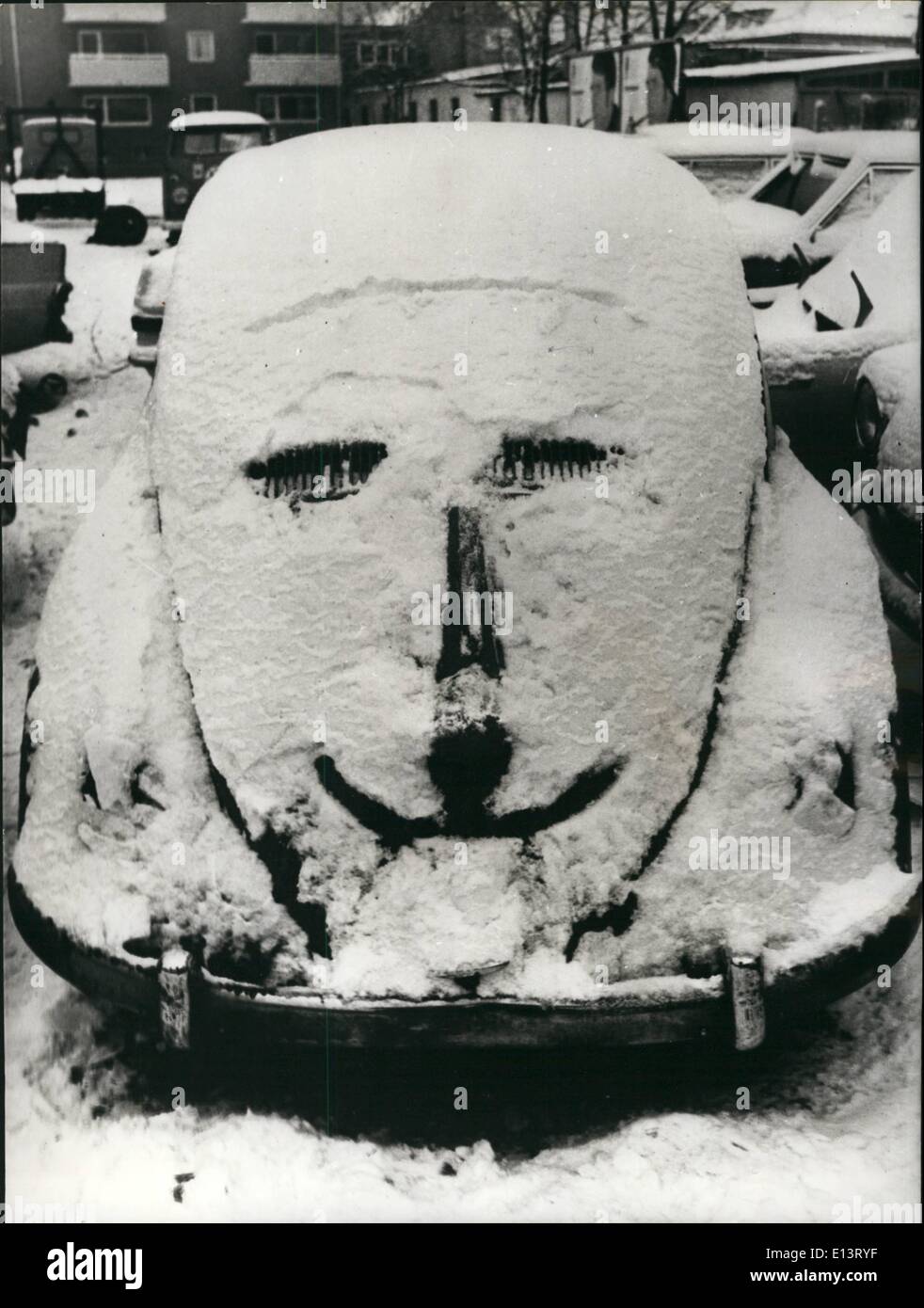 Mar. 27, 2012 - Facing up to the winter. This car in West Germany is ready to face up to another winter - as it wears a frozen smile which says '' I can take it' Stock Photo