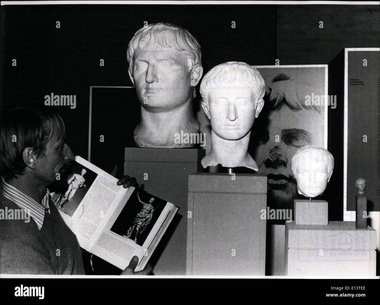 Mar. 27, 2012 - December 1st, 1978 - February 25th, 1979: Exhibition ''Pictures of Augustus/Imperour-image and policy in the ''Casearian Rom'' at Munich: Augustus - sculptures in many variations... shows at exhibition, which was opened at December 1st, 1978 in the Munich Glyptothek. Under the title ''Pictures of Augustus/Imperiour-image and policy in the caesarian Rome'' 91 portrait busts are shown. This exhibition includes originals from the Glyptothek and loaned supplies and also duplicates from sculptures of foreign museums Stock Photo