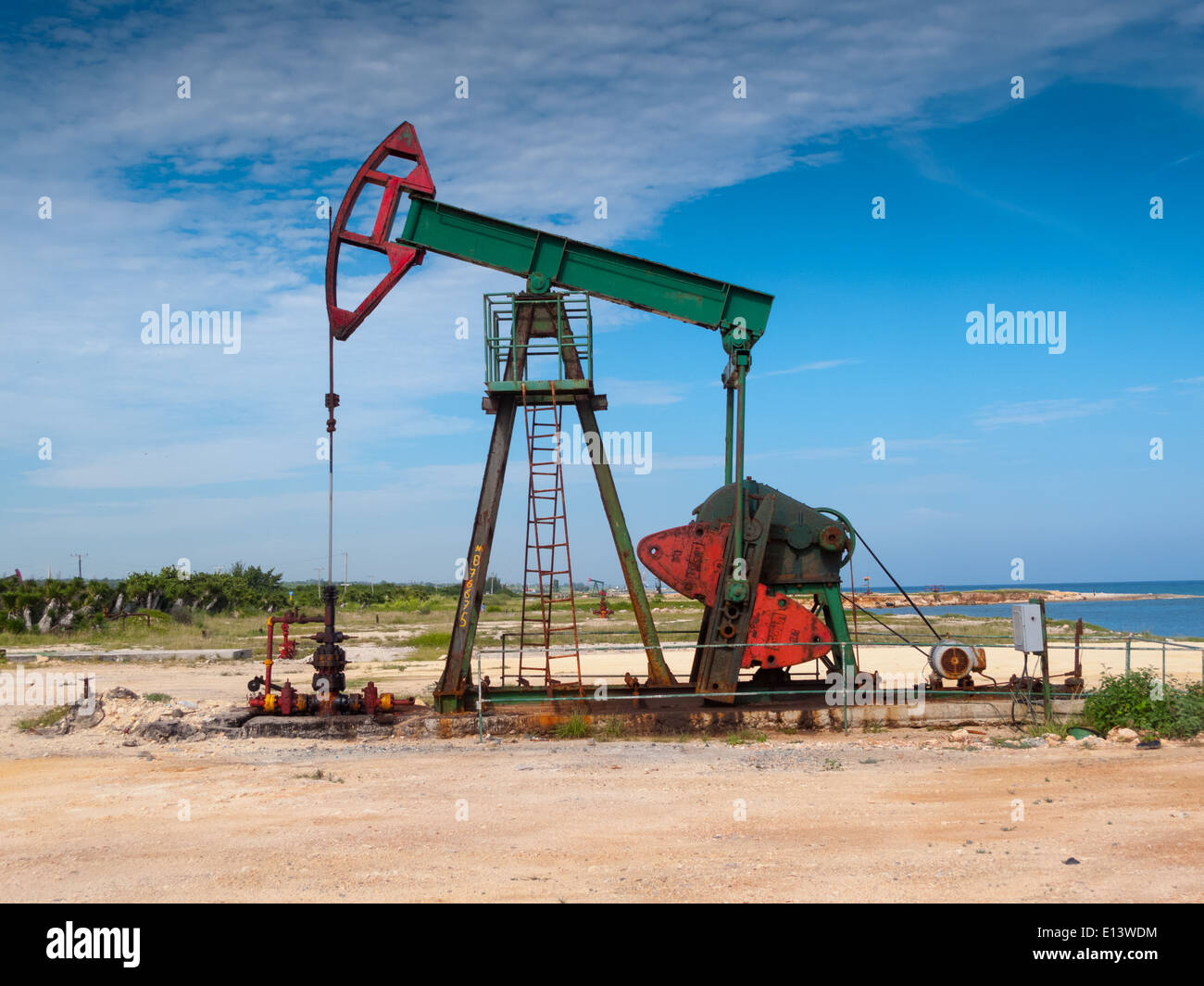 Oil well pump on the beach, Havana, Cuba Stock Photo Alamy