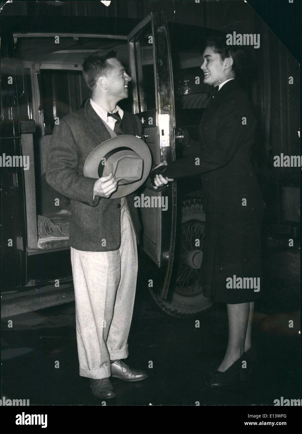 Mar. 27, 2012 - No. 1 Car Hostess has Mickey Rooney as First Assignment. Pioneer of a brand new career for girls, Tessa Howard, Stock Photo