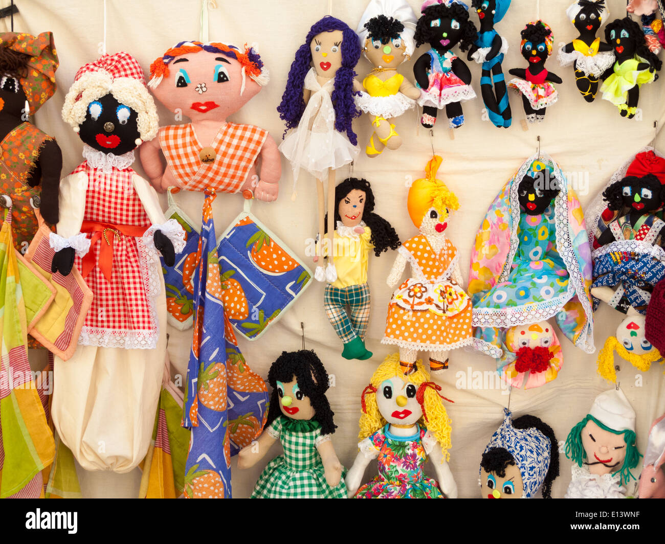 Puppets for sale at a market stall, Havana, Cuba Stock Photo