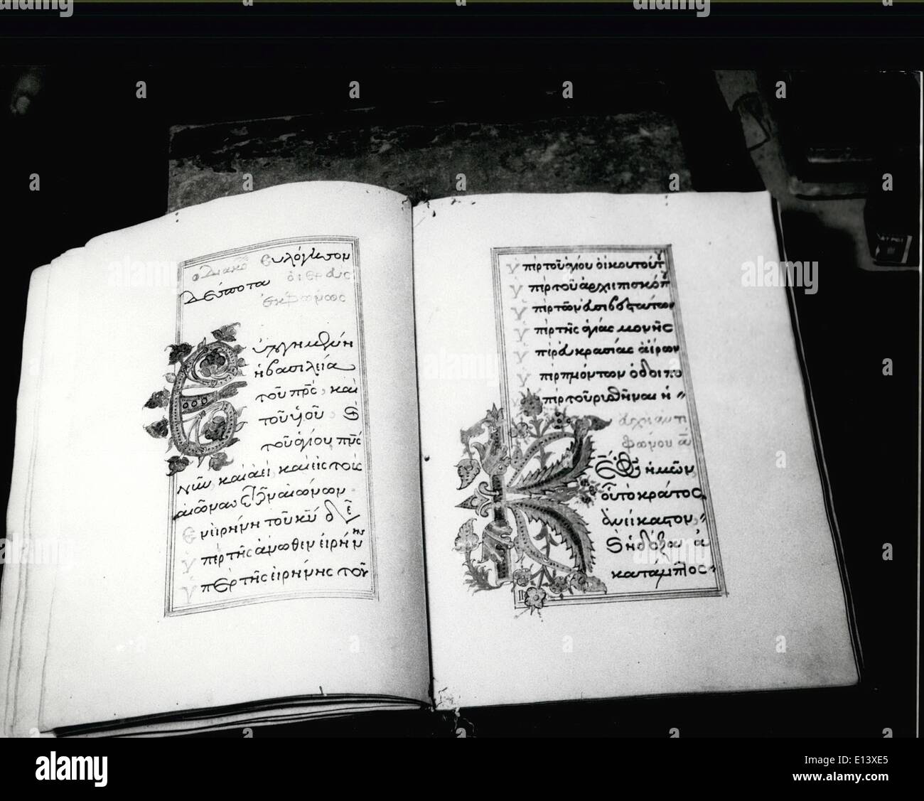 Mar. 27, 2012 - Bible parchments and ecclesiastical books of the 8th and 12th centuries. Stock Photo