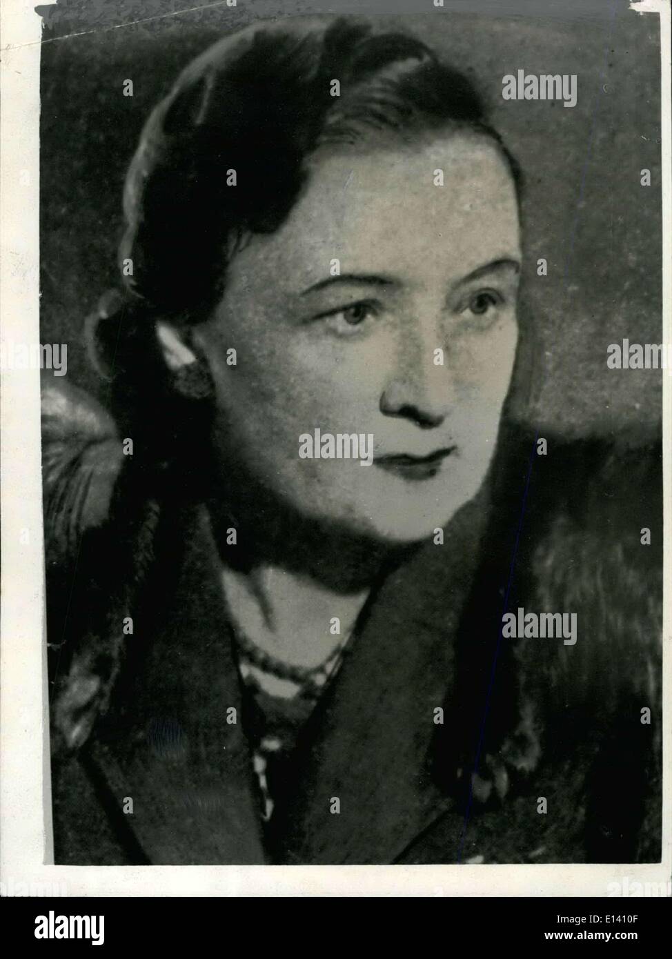 Mar. 31, 2012 - The most important lady in the Soviet Union... Mrs Elena Marenkov - wife of the Russian dictator. The first picture to be publshed inthe western Europe of Mrs. Elena Malenkov wife of the Russian leader. She was once a singer in Roscow's Bolahoi Thatre,) and is believed to be the influence behind Mr. Malenkov's recent edicts on the aesthetica of make-up. She has a son aged 8 and a daughter aged 6. She i9s a member of the Supreme Soviet, and the model of the new Soviet woman Stock Photo