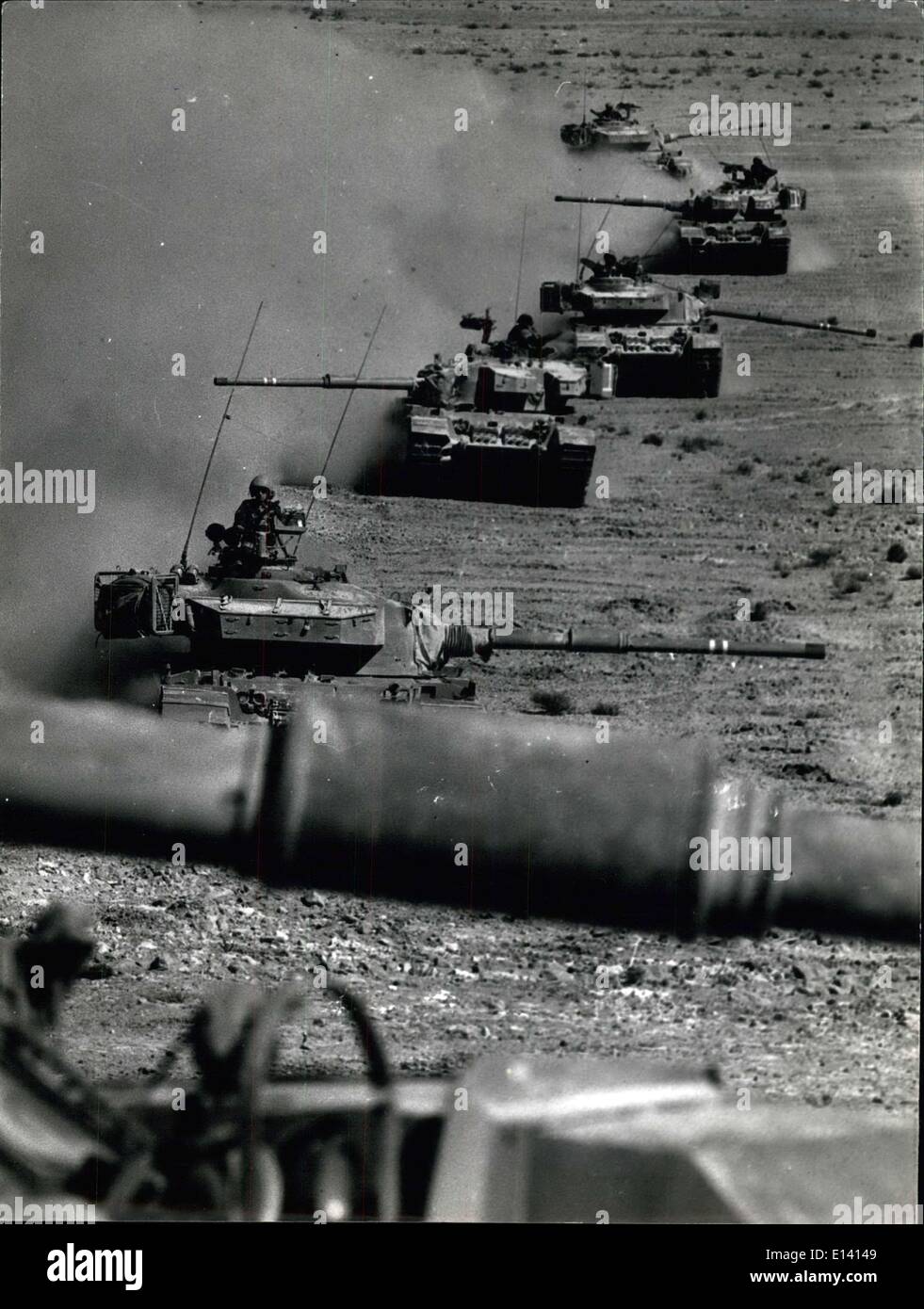 Mar. 31, 2012 - Israeli Centurion tanks withdrawing into new positions in Mithe Sinai . July 1975. Stock Photo