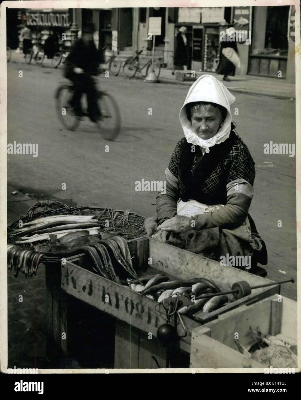 Mar. 31, 2012 - The fish market. In Copenhagen we find old ladies such as in this picture selling dish along the banks of the numerous canals. Stock Photo