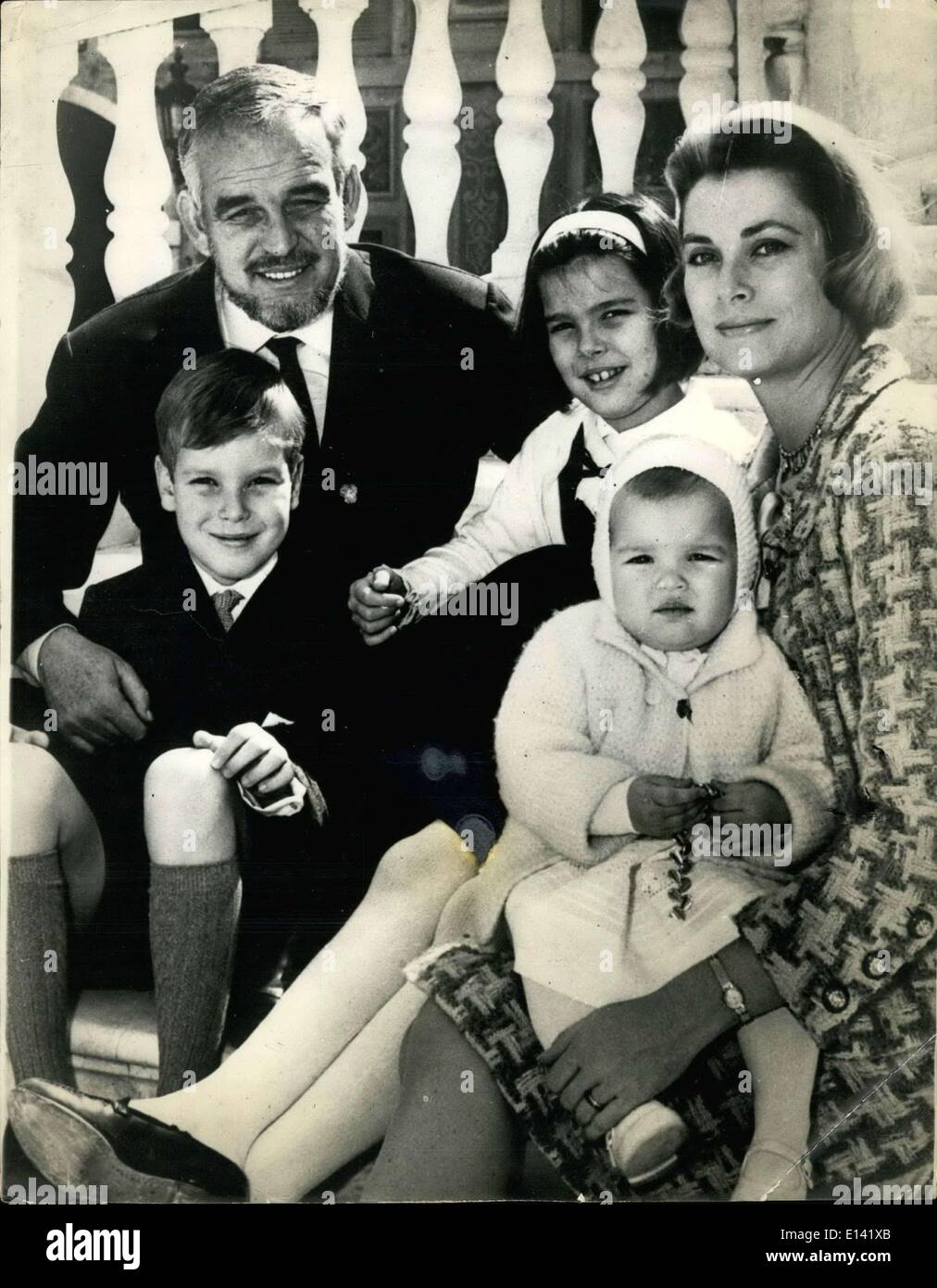 Mar. 31, 2012 - Monaco Royal couple celebrate 10th Anniversary of wedding; Prince Rainier and Princess Grace of Monaco, have just celebrated the 10th anniversary of their wedding. Photo Shows Prince Rainier and Princess Grace with their children, Prince Albert, 8, Princess Carolin, 9 and Princess Stephanie, 13 months. Stock Photo