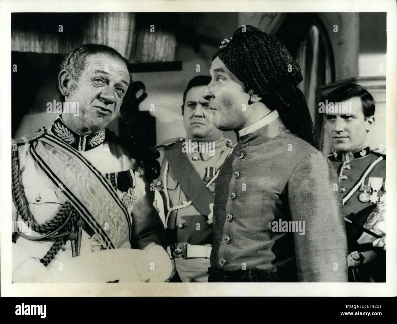 Mar. 31, 2012 - WHAT A CARRY ON UP THE KHYBER: In the North West Frontier province of India in 1895, the dreaded Highland regiment, the Third Foot and Mouth, set out to suppress the rebellious Khasi of Kalabar. Sidney James stars as Sir Sidney Ruff-Diamond, Terry Scott as Sgt. Major MacNutt, Kenneth Williams as The Khasi of Kalabar and Roy Castle as Captain Keene in ''Carry On Up The Khyber'' to be screened on BBC on Friday 28 September at 7.25pm. Stock Photo