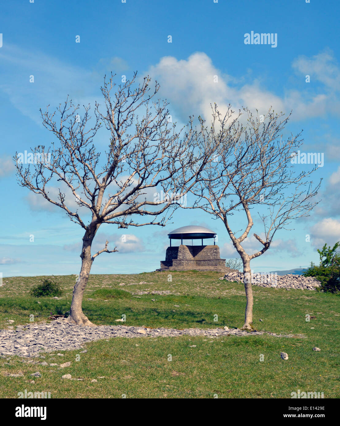 The 'Mushroom' shelter. Scout Scar, Kendal, Cumbria, England, United Kingdom, Europe. Stock Photo
