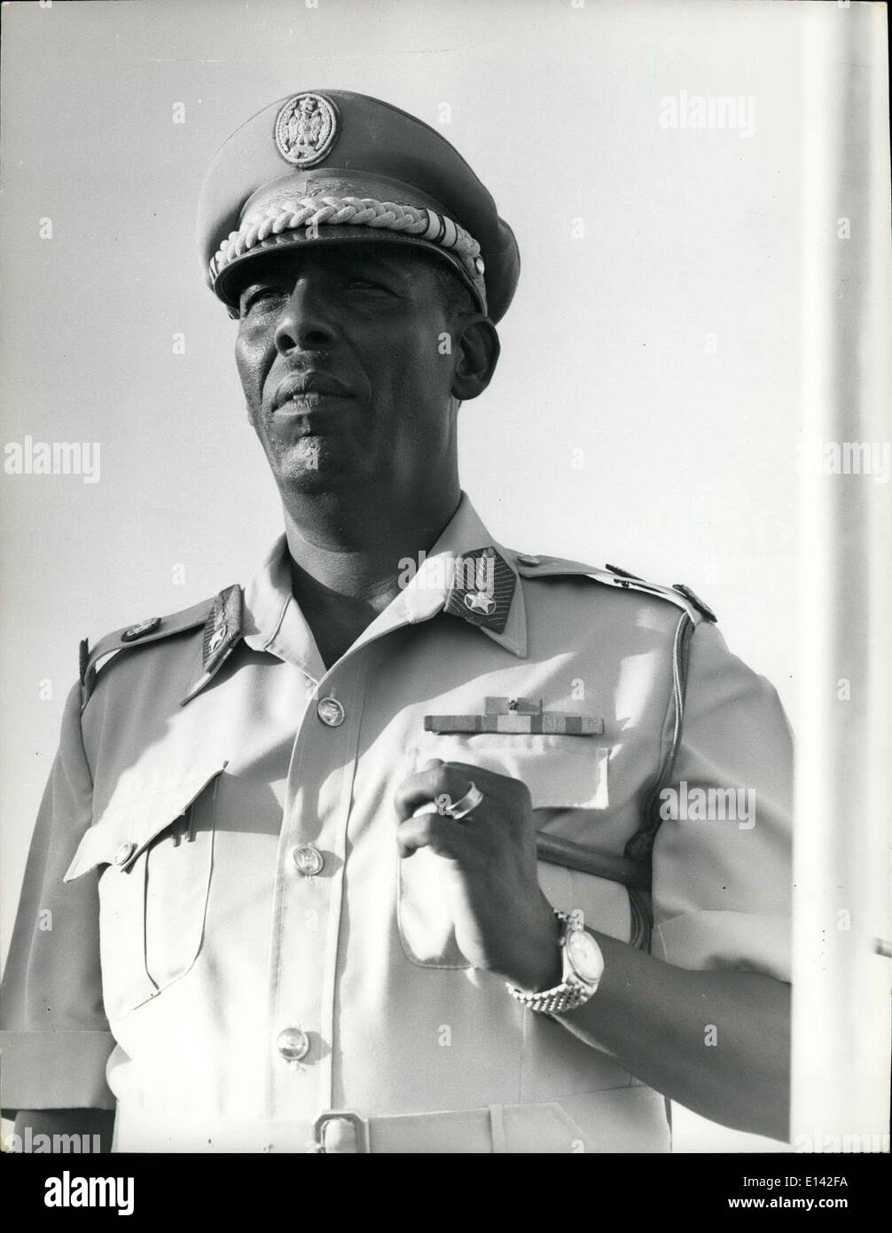 Mar. 31, 2012 - General Mohamed Siyad Barre, President of Somali Democratic Republic; Born Lugh Ferrandi, 1919. Educated Lugh Forrandi, Mogadishu. Joined Police Force, 1941. Regional Divisional Commander, 1950. Sent to Italian Military Academy, 1950. Colonel, Deputy Commander of the Army, 1959. Brigadier-General, Commander of the Army, 1965. President of the Supreme Revolutionary Council, 1969. Resigned as C-inC, 1970. Married, 20 children. Stock Photo
