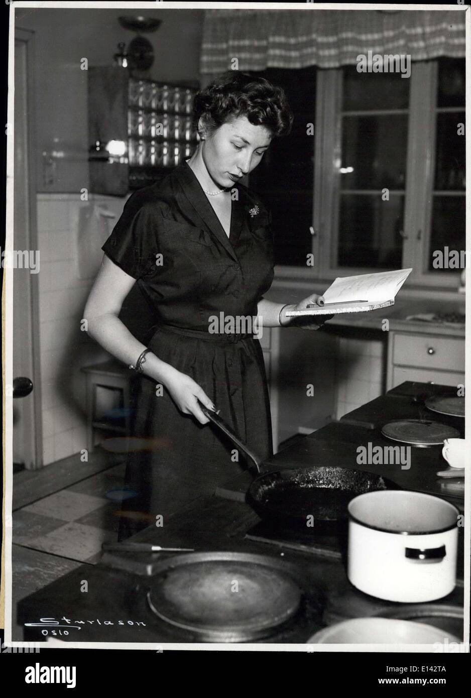 Apr. 04, 2012 - H.R.H. Princess Astrid of Norway, being a clever cook, often prepares small dishes for the Royal Family in the kitchen of H.M. King Olav V residence, Skaugum. Stock Photo