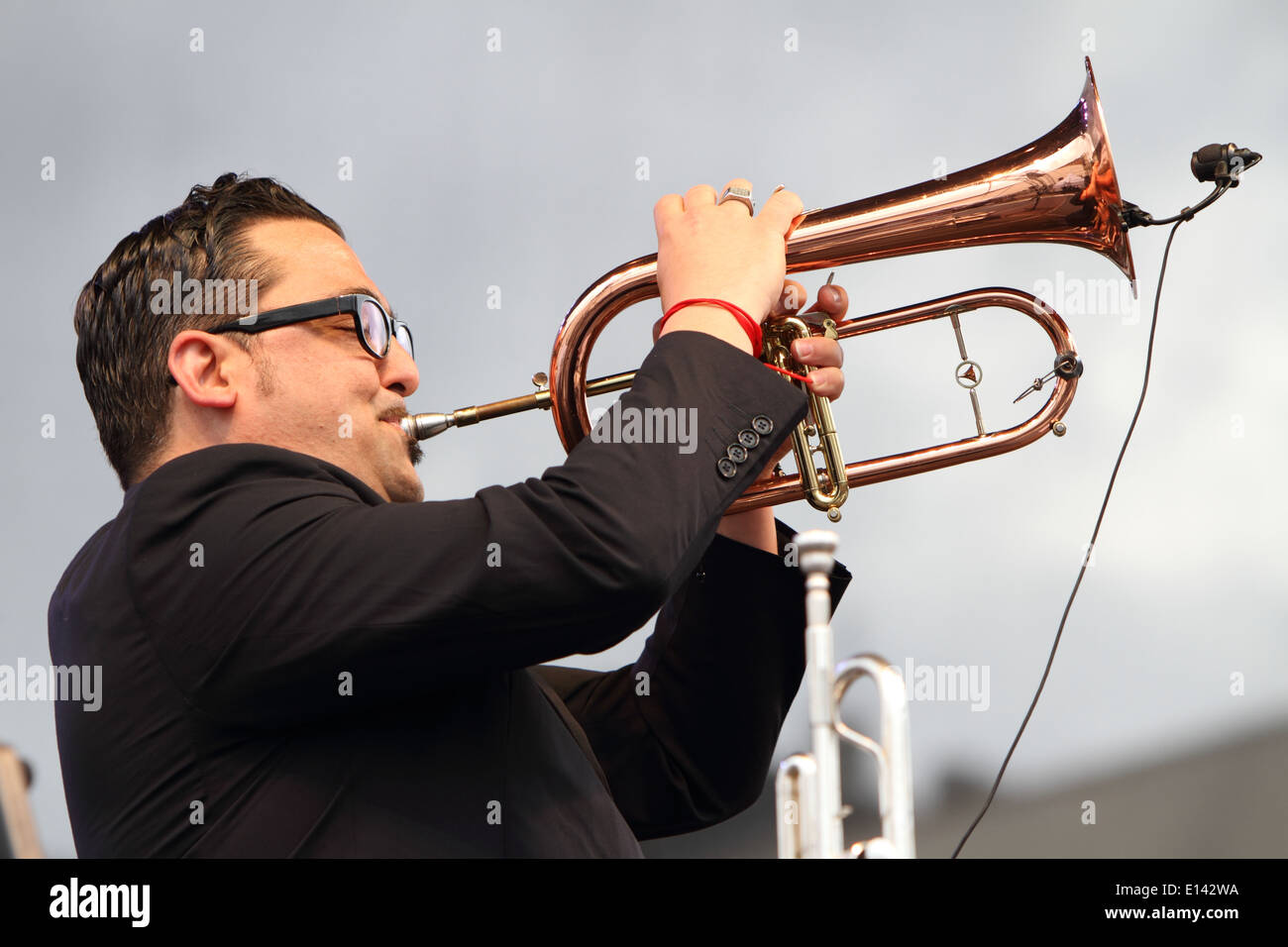 Italian trumpet player Roy Paci performs with his band at the Torino