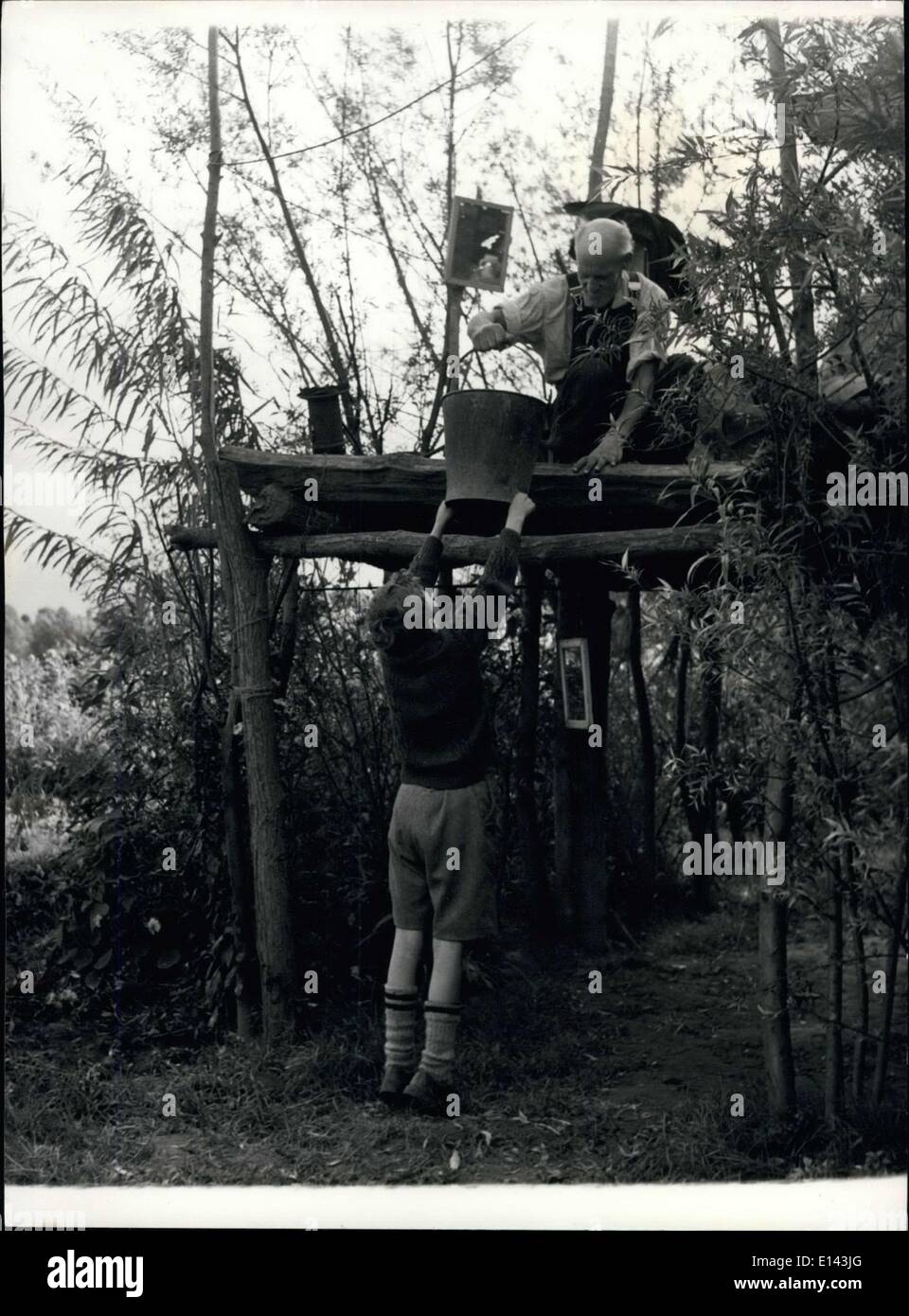 Apr. 04, 2012 - The Man who lives in the Trees: Frank Gunnell sometimes gets a hand from his y nephew Harold, when he comes Stock Photo