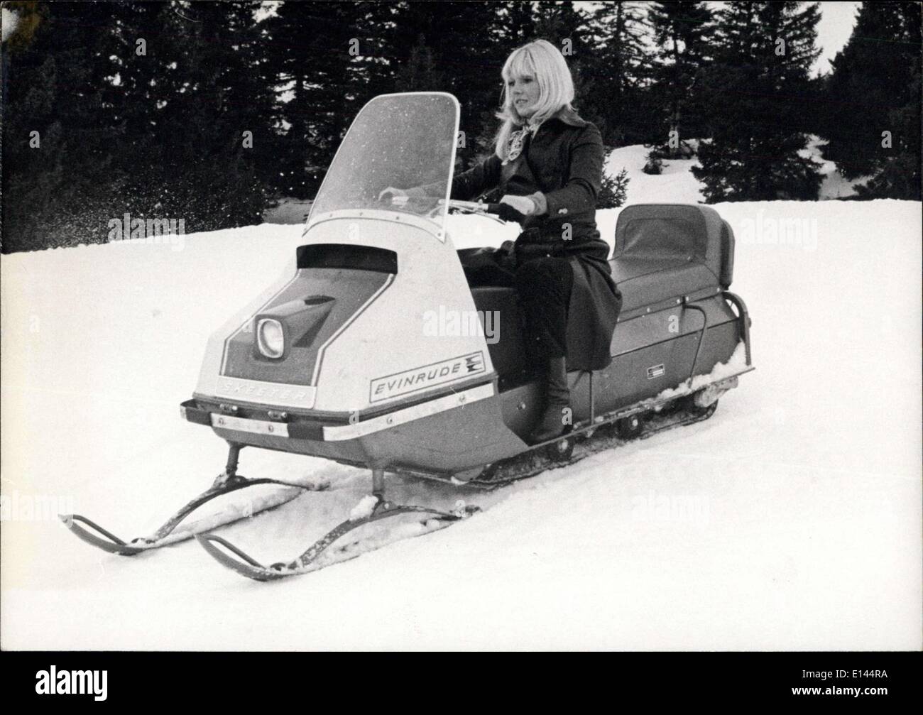 Apr. 04, 2012 - Informal ''Winter Games'' for Sylvie Vartan: Prince's Pop Couple No.1 Sylvie Vartan and Johnny Hallyday are spending their winter vacations at avoriaz, the new winter resort in upper savoy. Photo shows Sylvie Vartan pictured on a Ski Scooter. Stock Photo