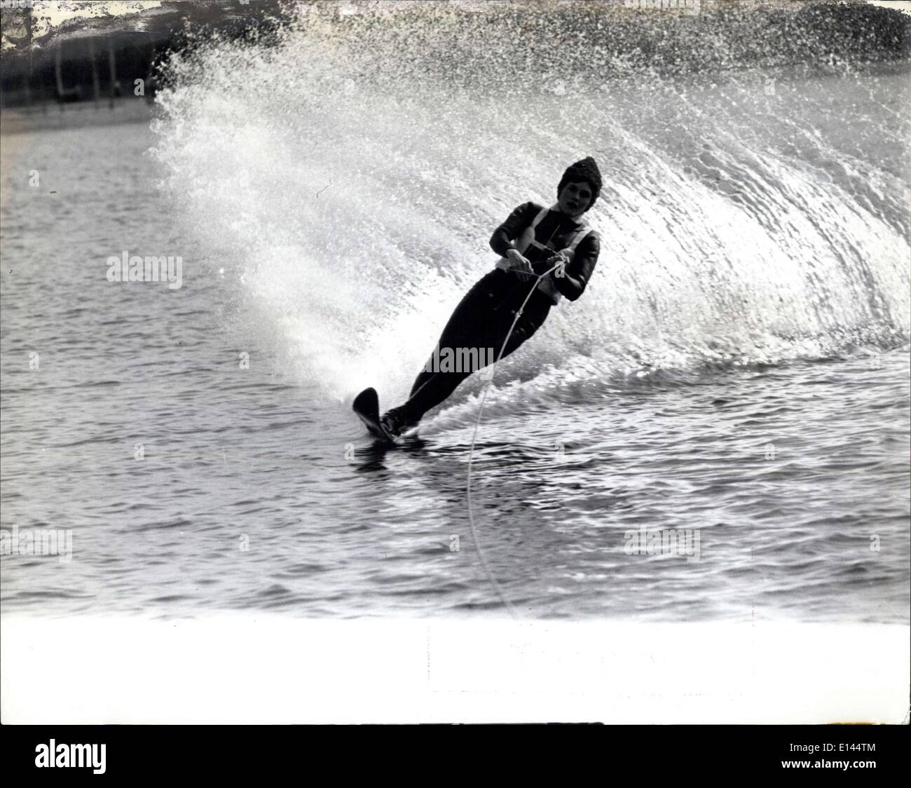 Apr. 04, 2012 - Slalom round the buoy in a swirl of water as Jeannette Stuart-Wood trains for the world championship at Ruislip Stock Photo