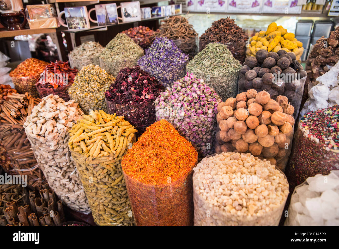 Oman, Muscat, Mutrah old city center. Display of spices Stock Photo