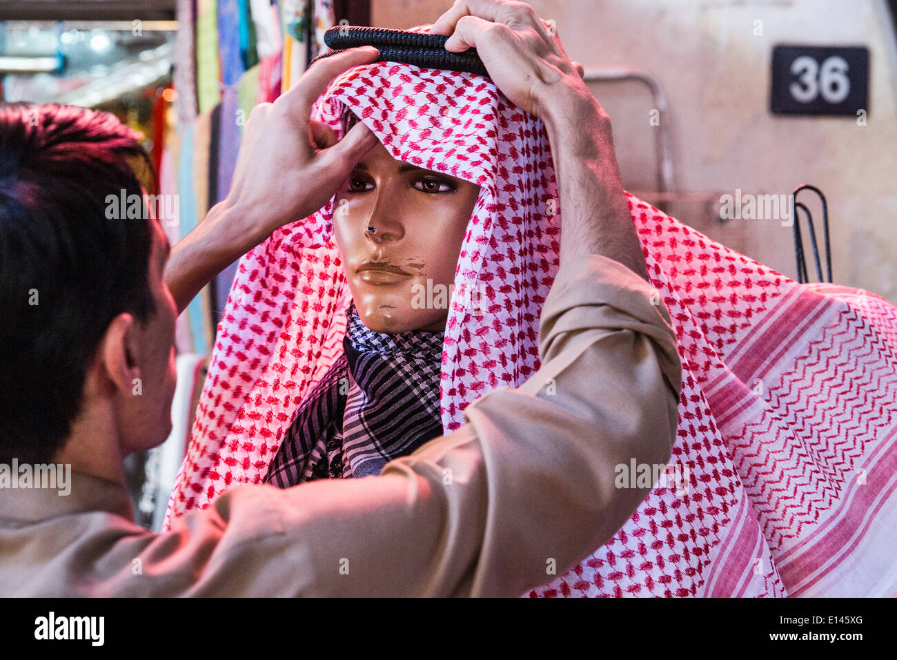 Oman, Muscat, Mutrah old city center. Display mannequins Stock Photo