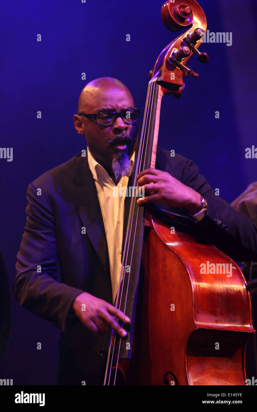 Jazz bassist Gerald Cannon plays at Torino Jazz Festival. Stock Photo