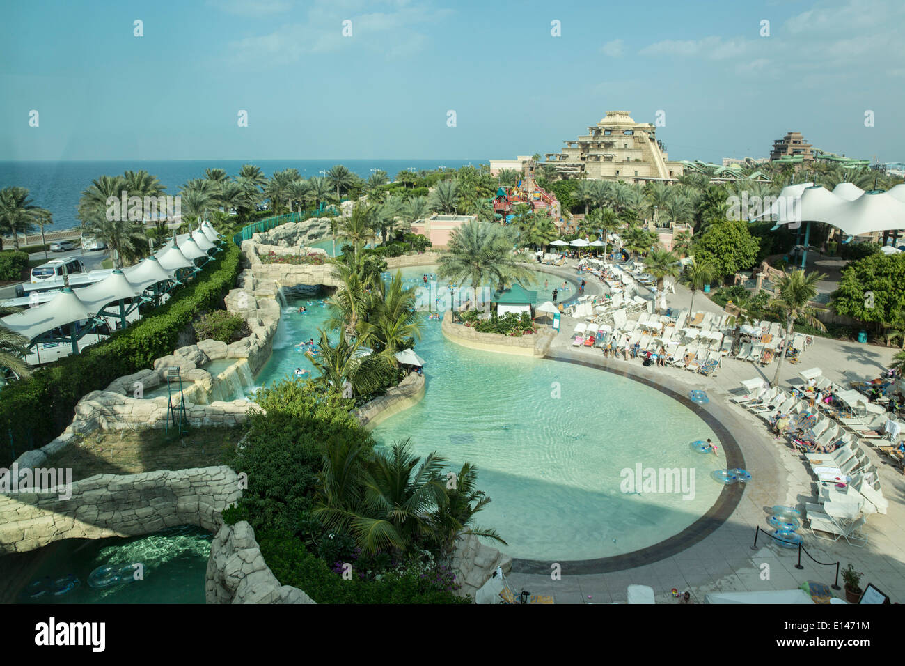 United Arab Emirates, Dubai, Aquaventure near Atlantis Hotel on Palm Jumeirah Stock Photo