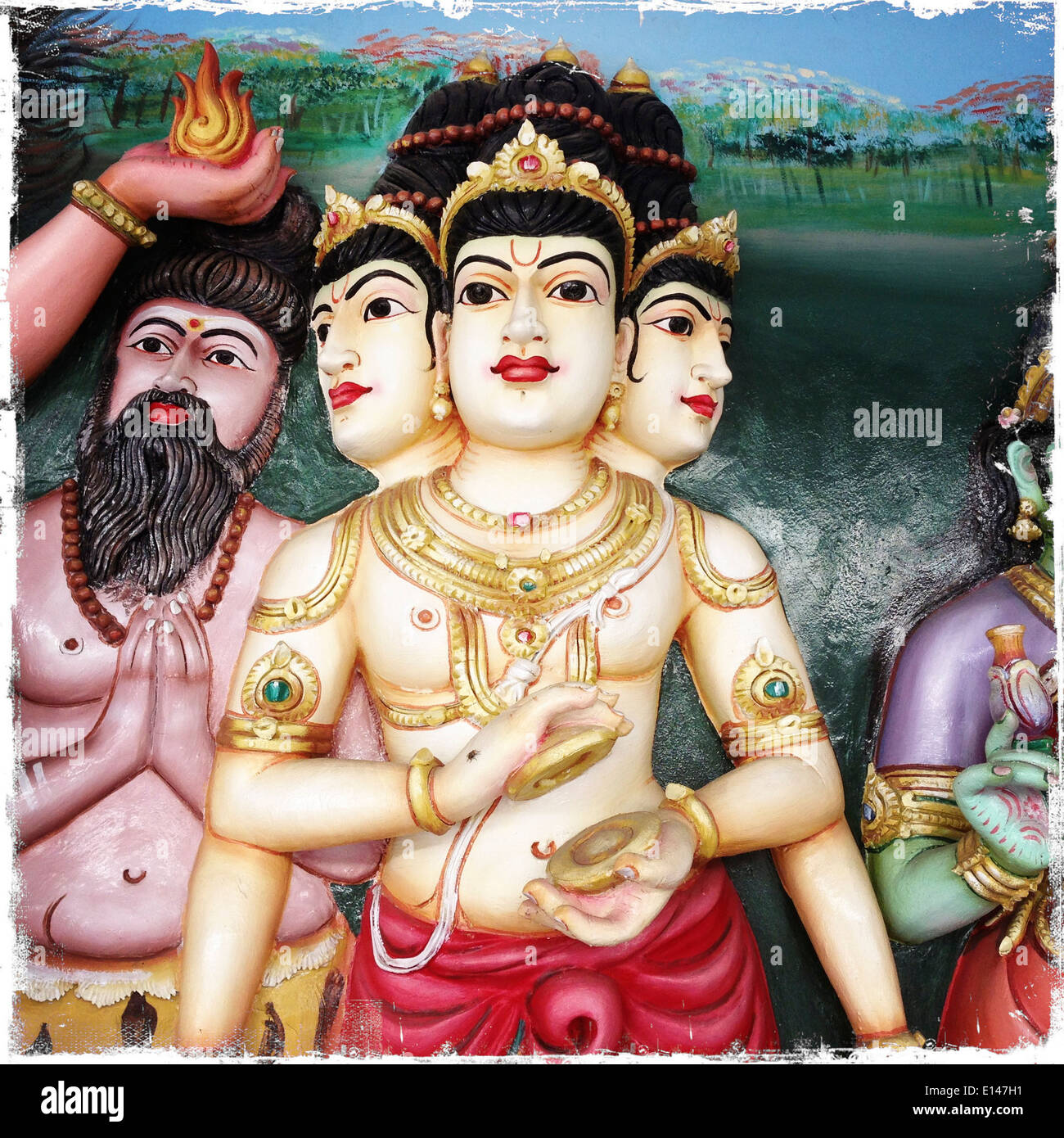 Buddha painting of Sri Mahamariamman temple, Kuala Lumpur, Malaysia - Smartphone Captured Stock Image