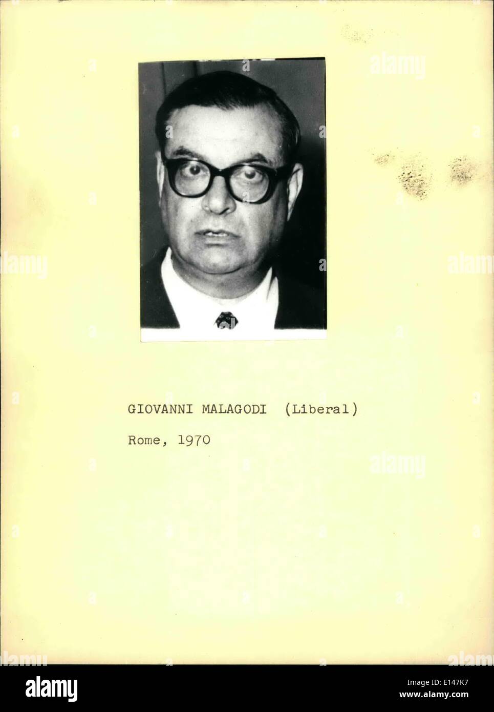 Apr. 16, 2012 - Giovanni Malagodi (Liberal) Stock Photo