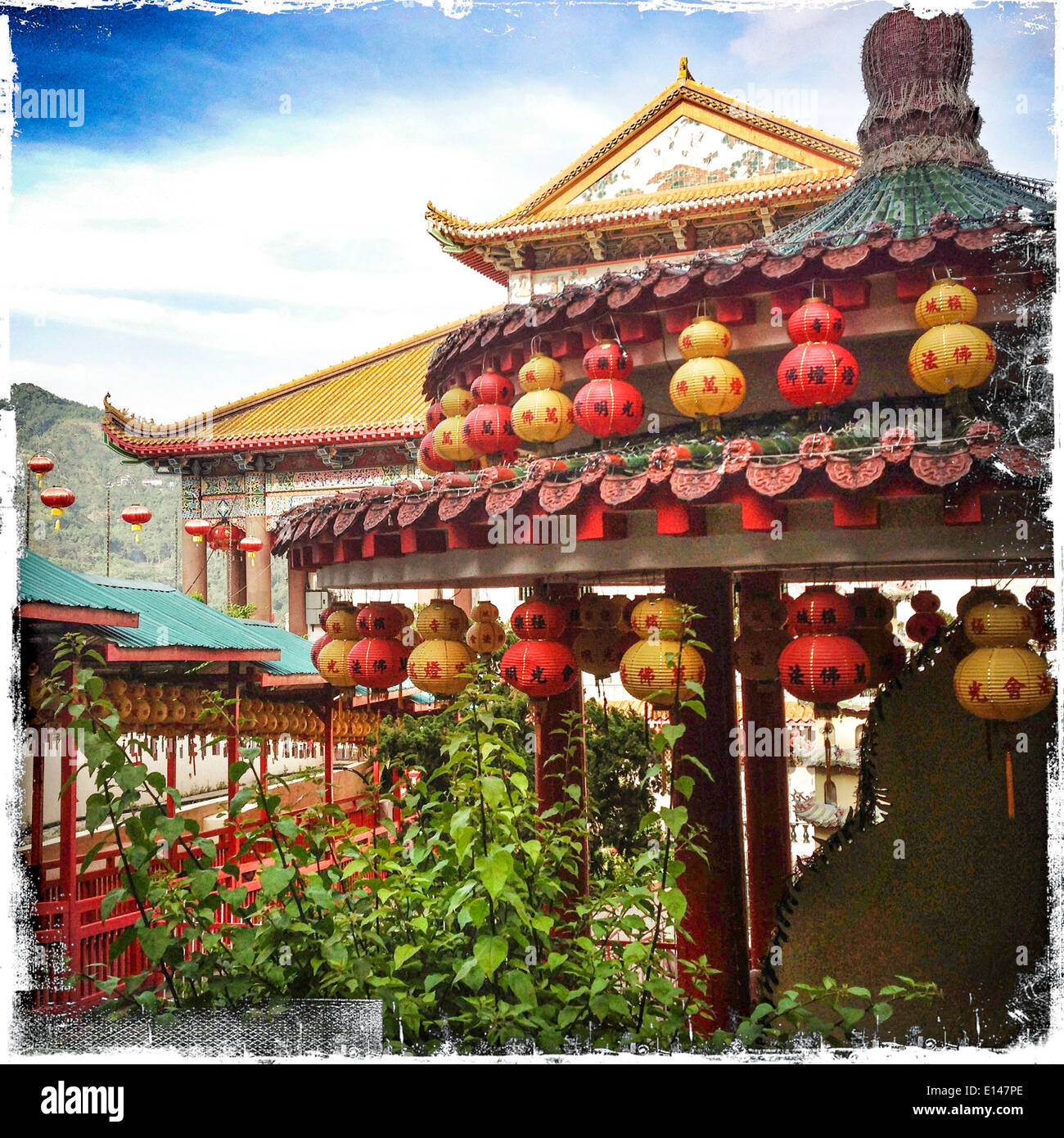 Keh Lok Si temple decorated for Chinese New Year, Penang, Malaysia - Smartphone Captured Stock Image