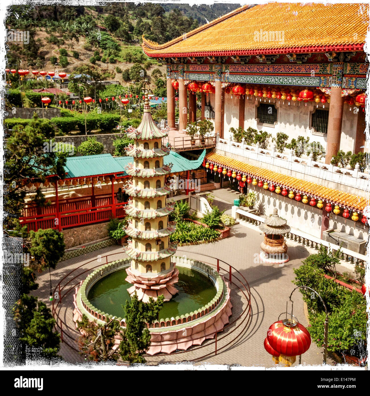 Keh Lok Si temple decorated for Chinese New Year, Penang, Malaysia - Smartphone Captured Stock Image