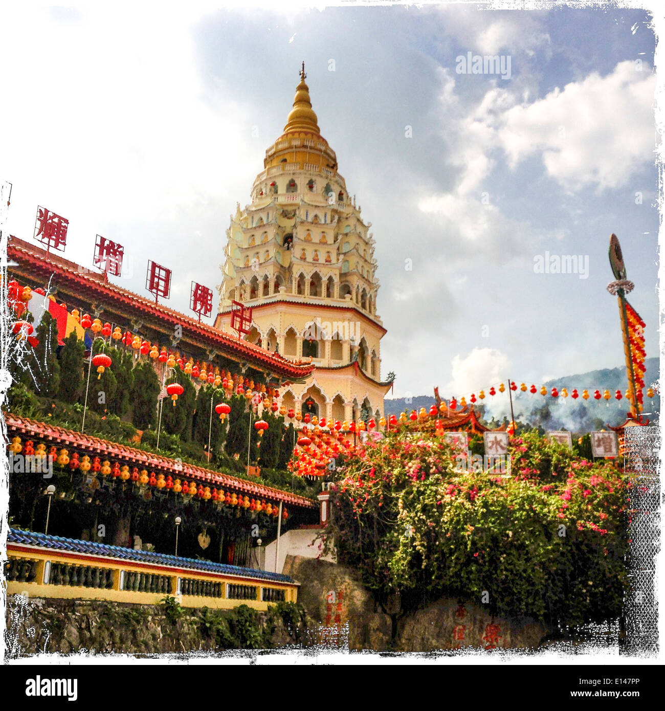 Keh Lok Si temple decorated for Chinese New Year, Penang, Malaysia - Smartphone Captured Stock Image