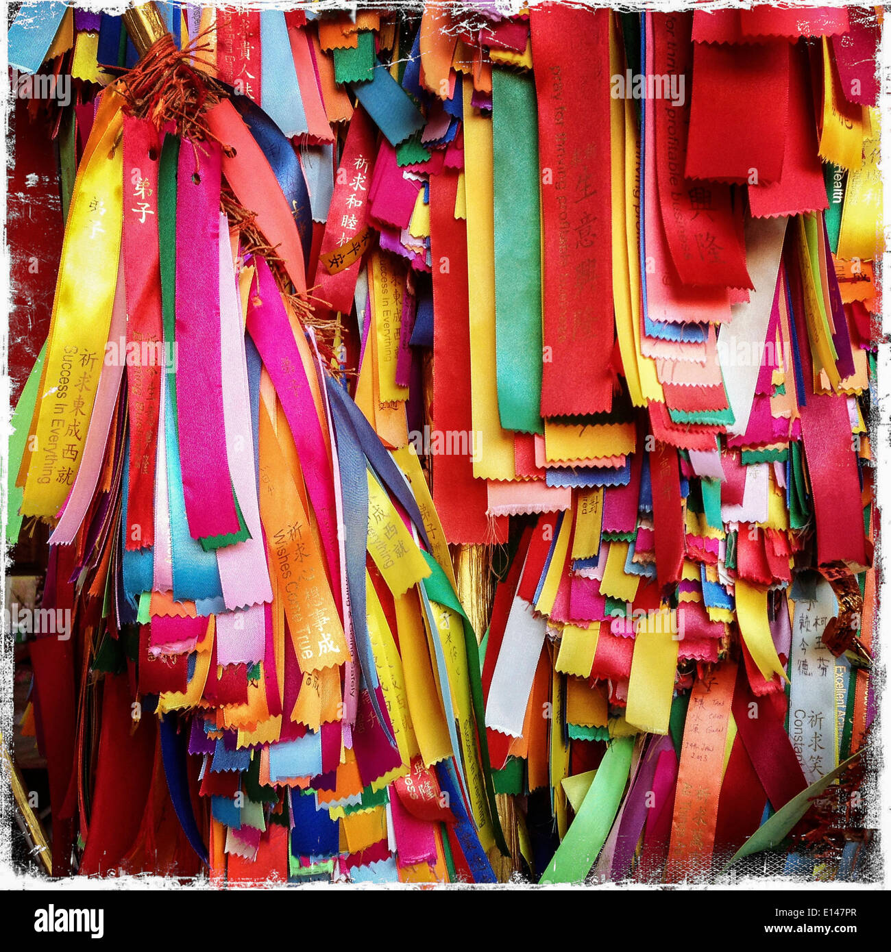 Close up of piles of colorful ribbons - Smartphone Captured Stock Image