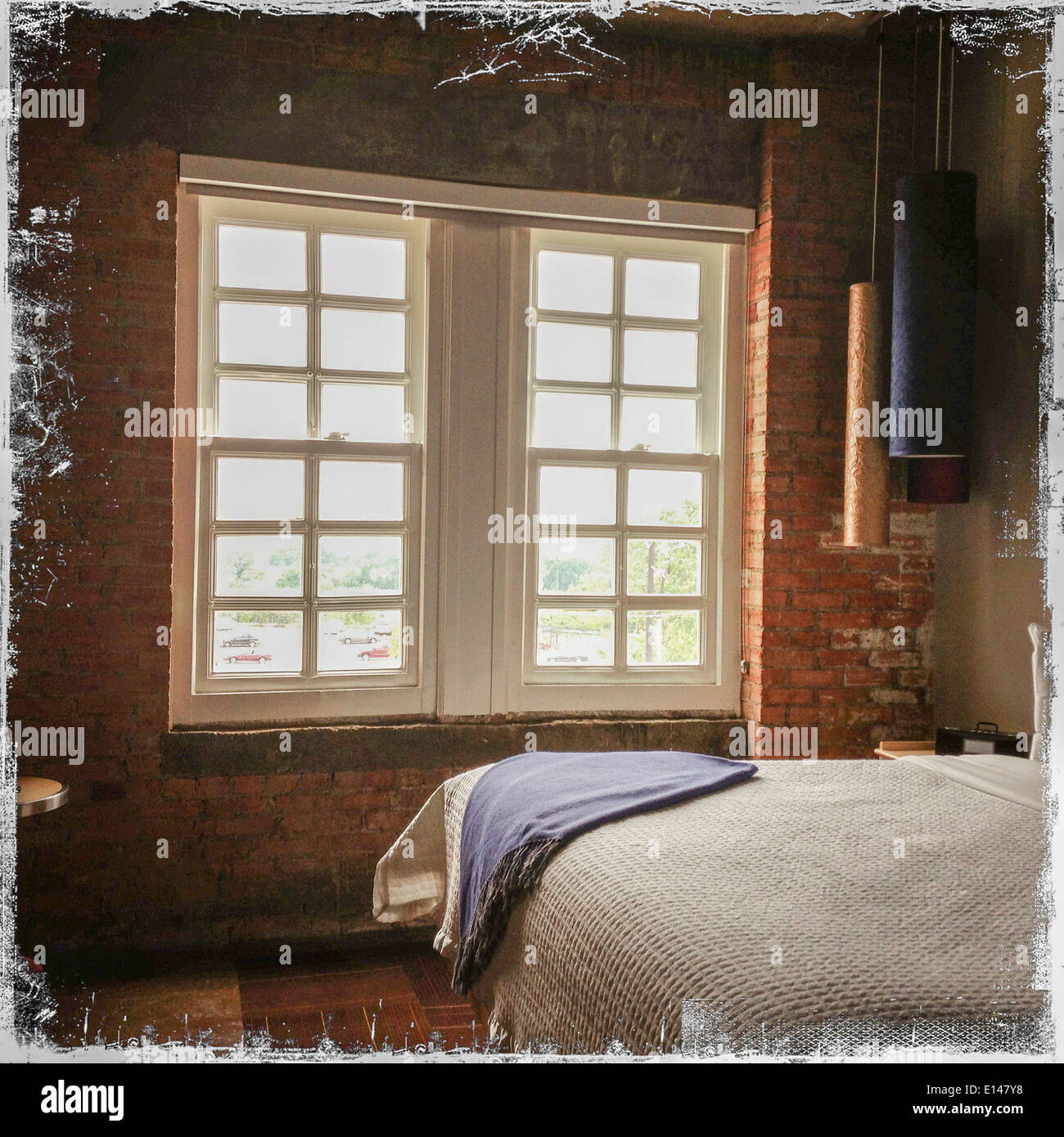 Window in calm bedroom - Smartphone Captured Stock Image