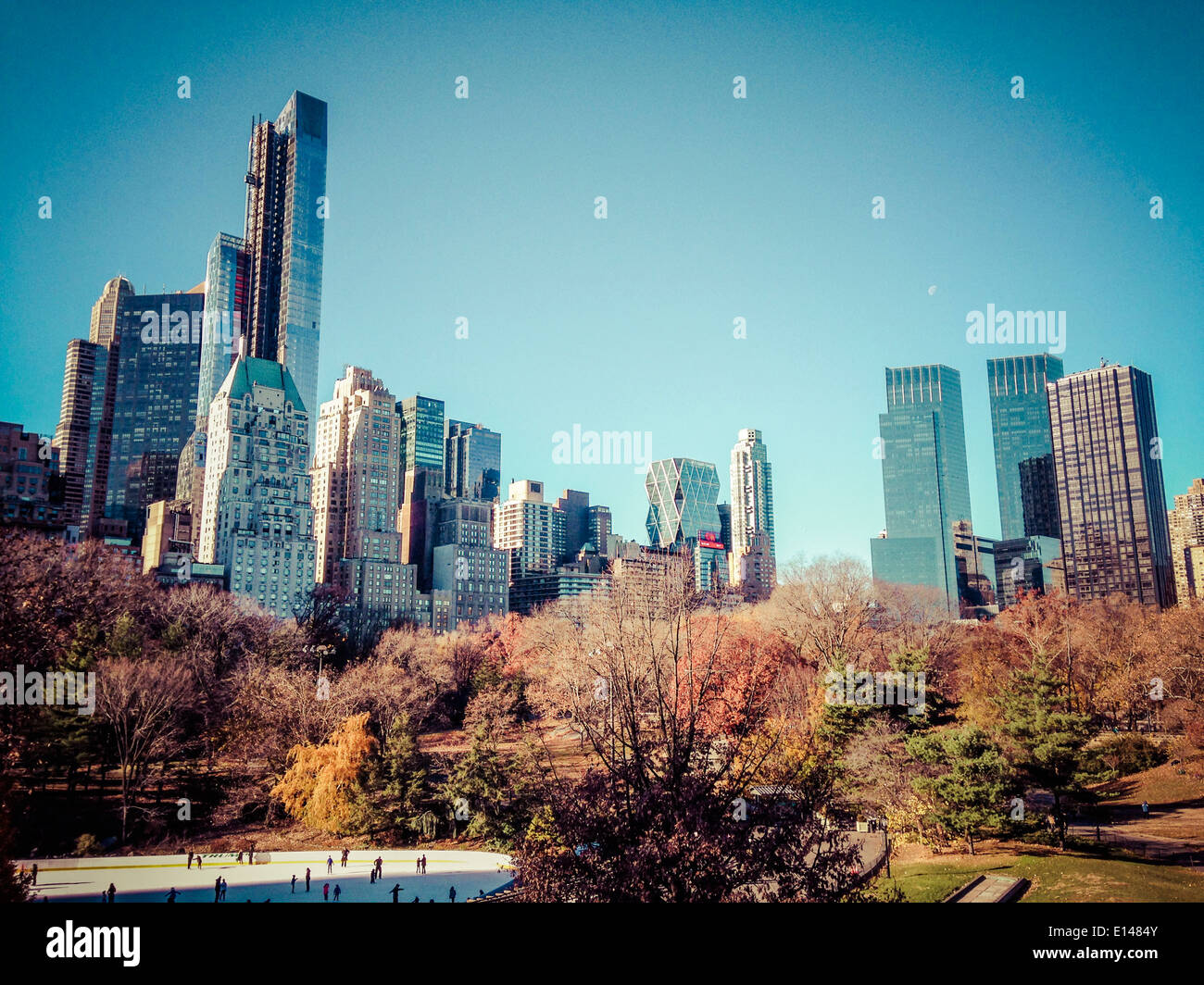 Skyscrapers overlooking urban park, New York, New York, United States - Smartphone Captured Stock Image