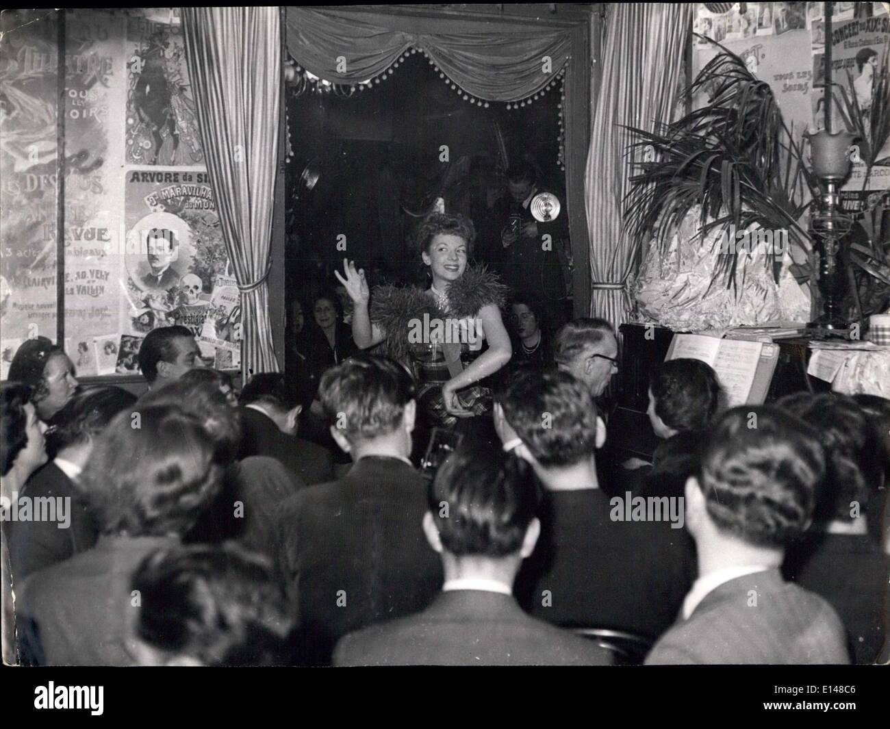 Apr. 17, 2012 - Virginia Cherrill a popular Parisian singer of naughty songs in one of the cafe-concerts the decorations of which represent Paris in 1900, the place in usually crowded. Stock Photo