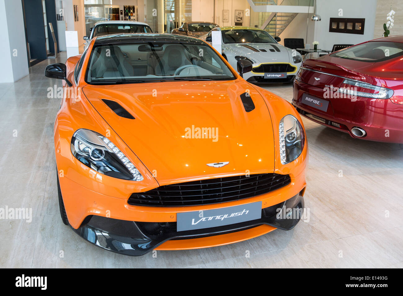 United Arab Emirates, Dubai, Aston Martin car store near Sheikh Zayed Road Stock Photo