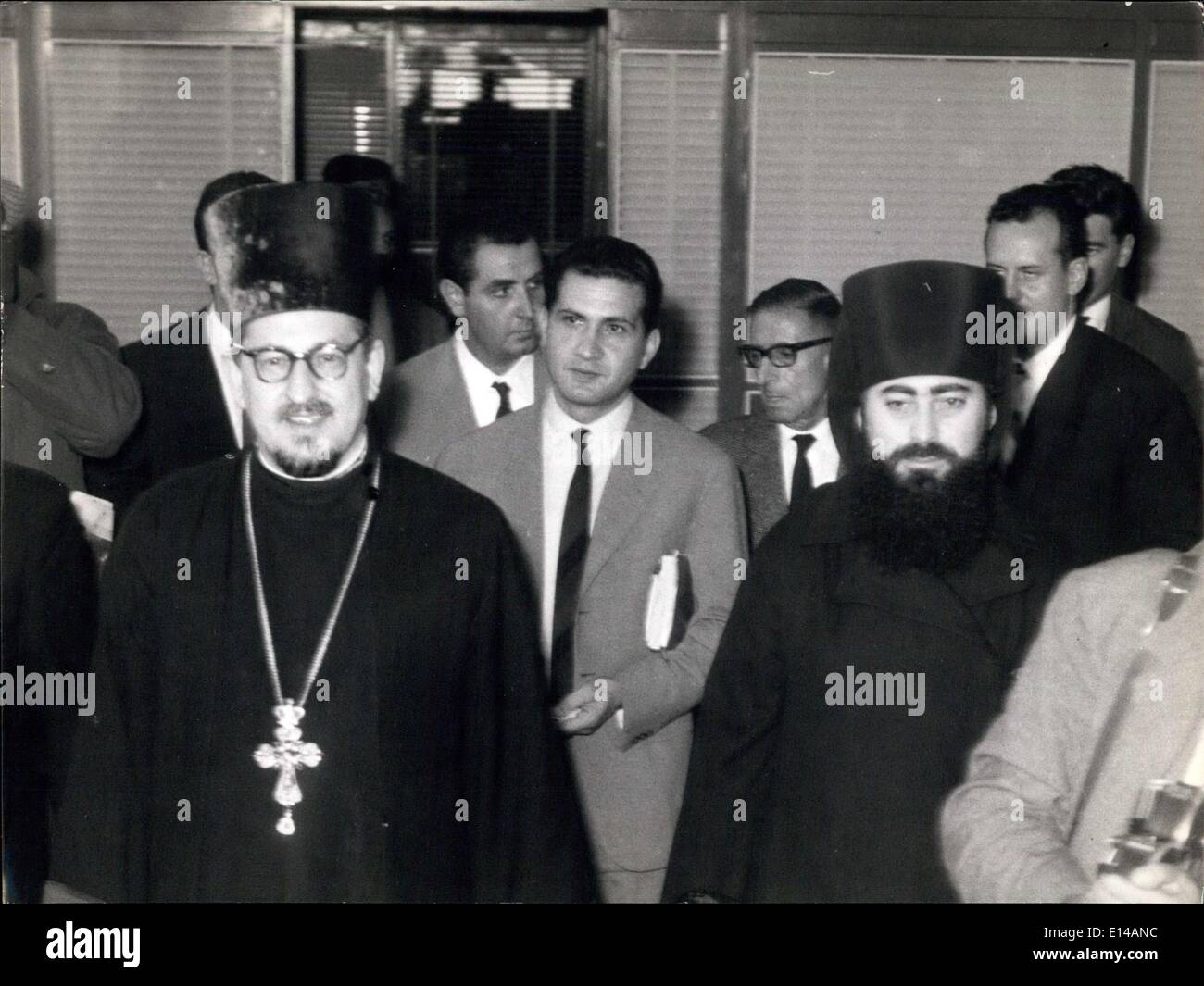Apr. 17, 2012 - Rome,12th October 1962 - Vladimir Kotlyaru and Vitali Borovoi the russian ''observes'' to the Ecumenical Council arrived to-day in Rome from Moscou. Stock Photo