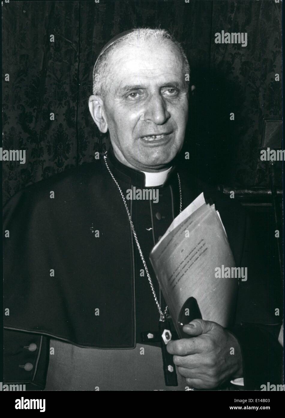 Apr. 17, 2012 - Rome, 15.3.74 = Dumors about the declarations of the archbishop of Turan Card. Michale Pellegrino, said something about the next referendum for yes of not to the law of divorce in Italy. Photo shows Card. Michele Pellegrino. Stock Photo
