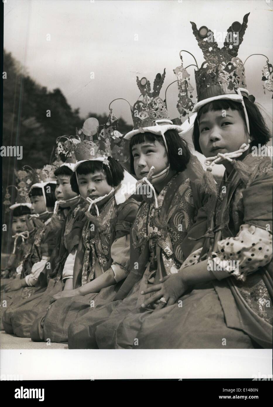 Apr. 17, 2012 - Asian Children Lined Up In Ceremonial Gear Stock Photo
