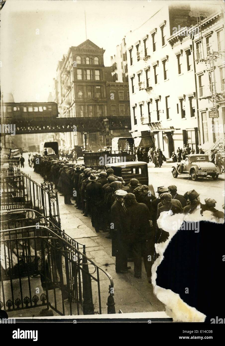 Apr. 17, 2012 - Great Depression- Food line for New York unemployed. Stock Photo