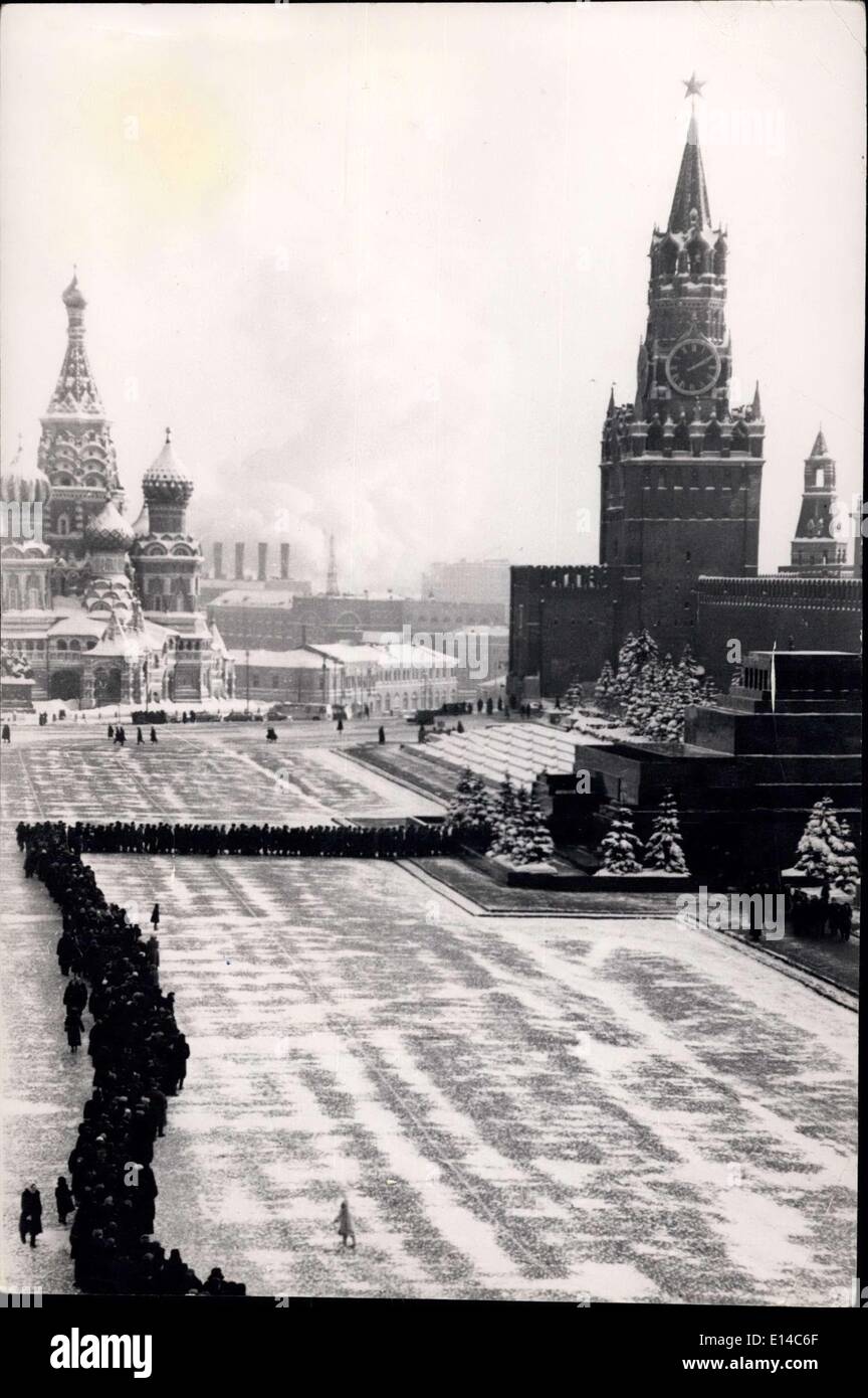 Apr. 17, 2012 - Moscow Red Square. Photo shows Working people waiting their turn to go through the Lenin-Stalin Mausoleum. Stock Photo