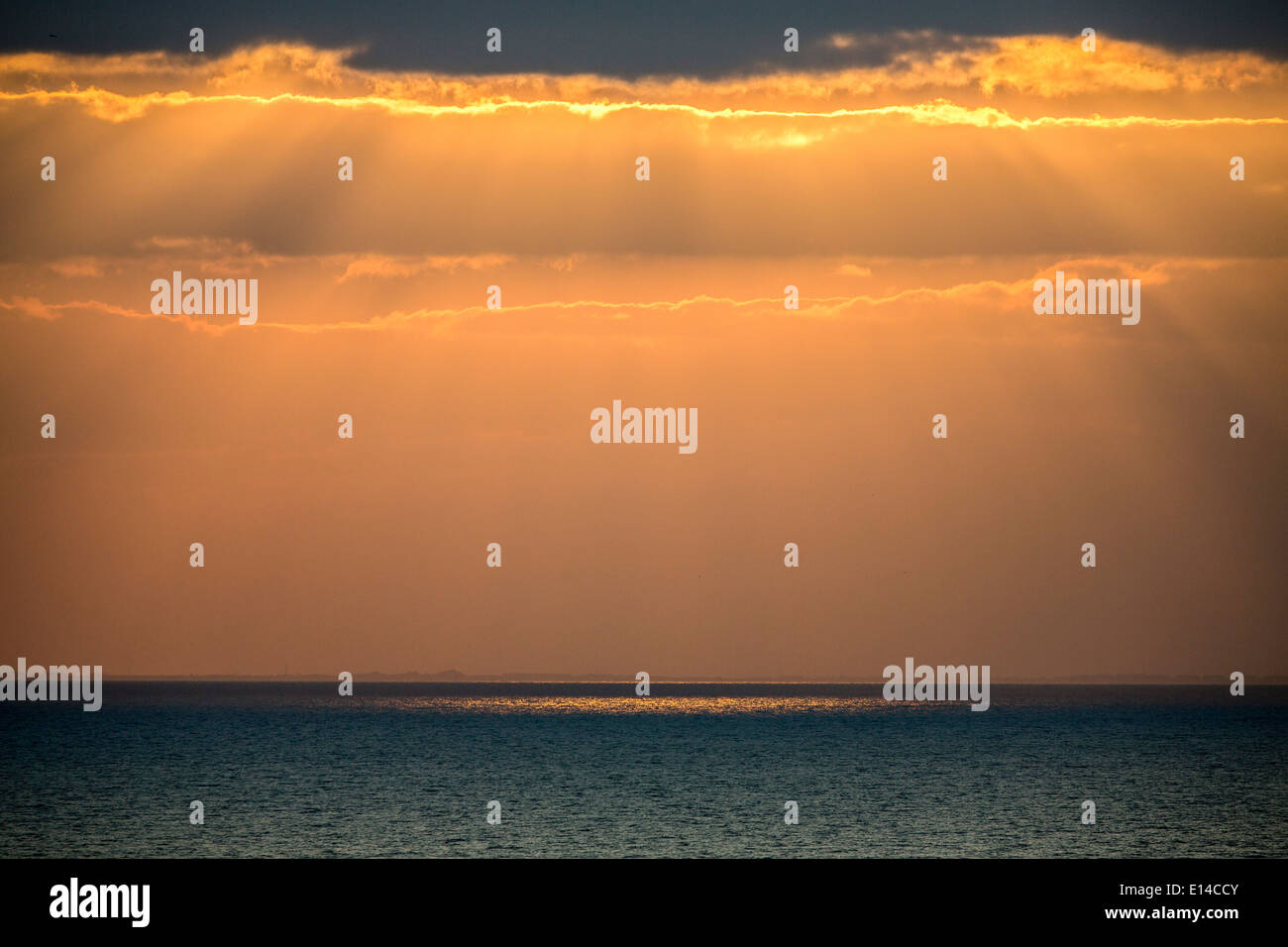 United Arab Emirates,  Abu Dhabi, Sunrise over the sea Stock Photo