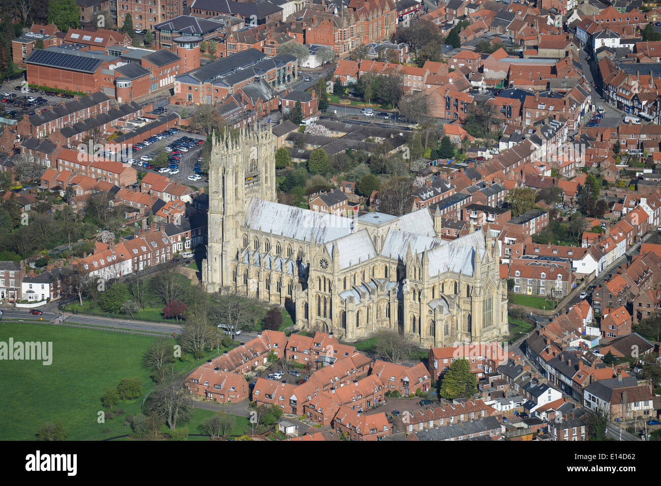 An aerial view of Beverley Minster and immediate surroundings - Beverley, East Yorkshire Stock Photo