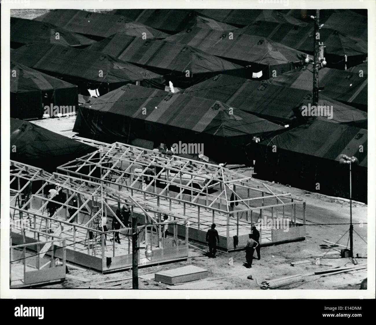 Apr. 18, 2012 - The Cuban refugee boat influx, Florida: A tent city is constructed at Fort Walton beach Florida to hold the large Influx of Cuban Refugees. Credit Jim Tuten/Tampa Tribune Stock Photo