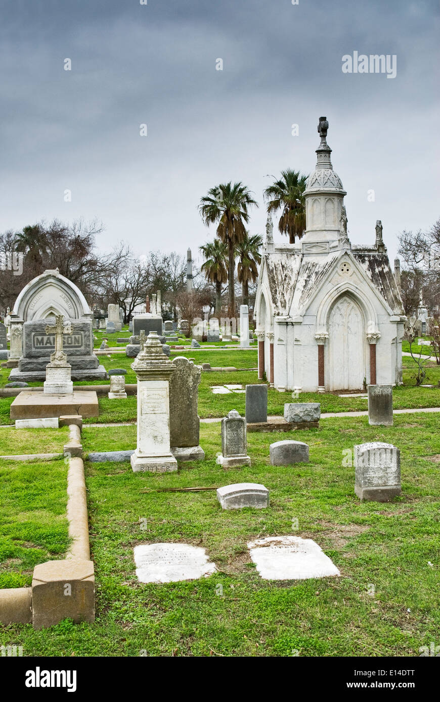Tombs and graves at historic Old City Cemetery at Broadway
